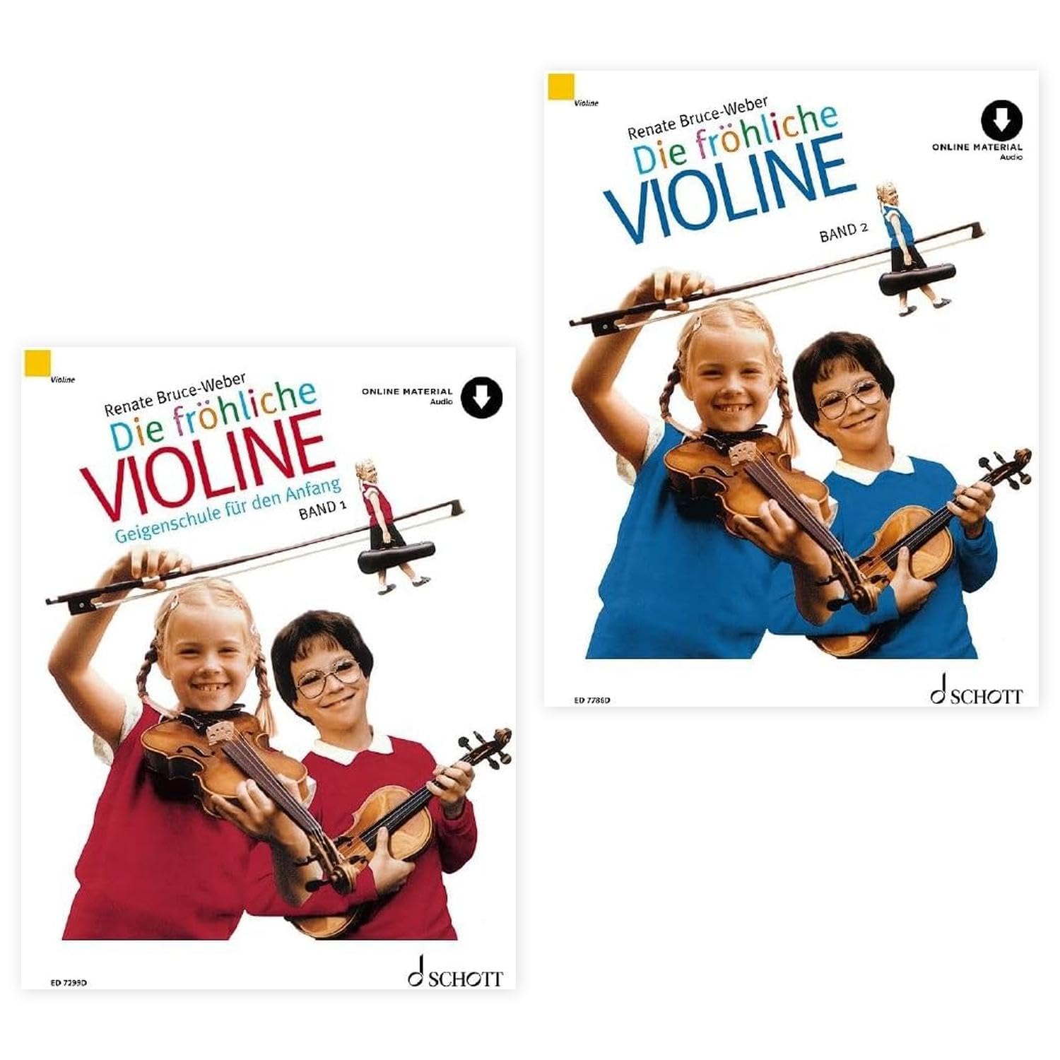 Die fröhliche Violine 1 und 2: (Starterset) mit Online Audio - Band 1 und 2 von Renate Bruce-Weber (ISBN 9783795722197, 9783795721619) + Soundman Kolophonium (XL)