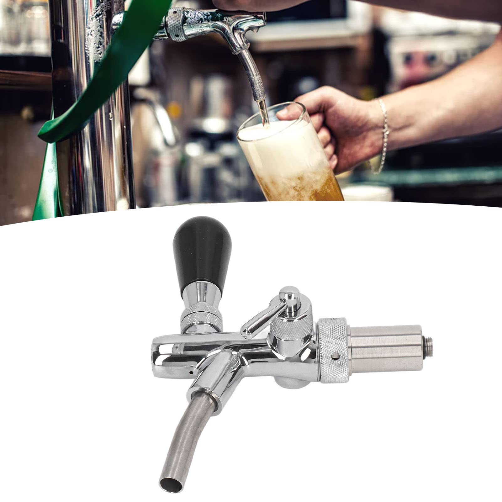Grifo de cerveza de acero inoxidable, minigrifo ajustable de acero inoxidable, grifo dispensador de cerveza con junta y manguera de silicona, grifo dispensador de cerveza Kegerator, repuestos para K