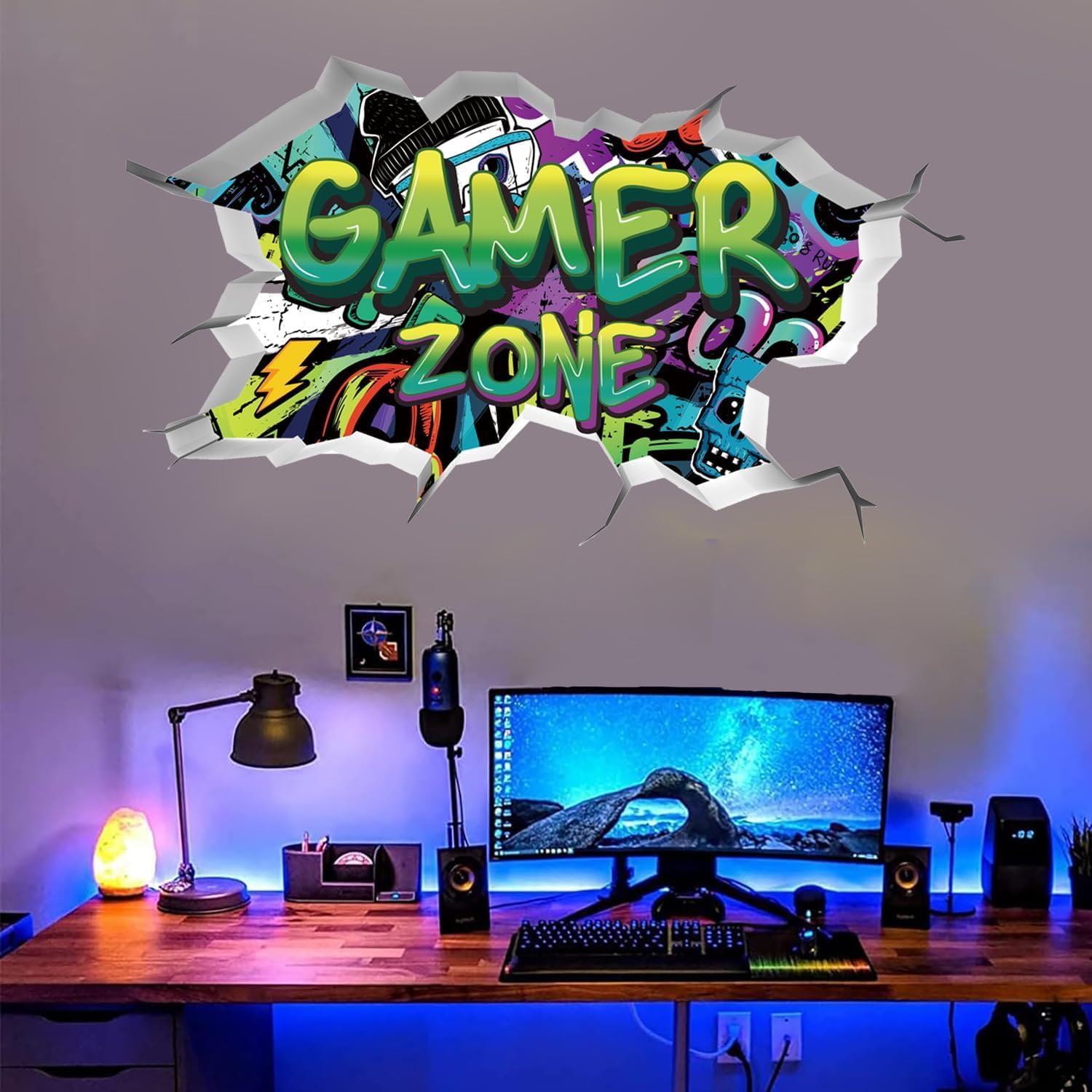 TOARTI 3D Game Wall Decals,Gaming Wall Stickers for Boys Room Gamer Zone Sticker Video Gaming Wallpaper for Kids Playroom Decor