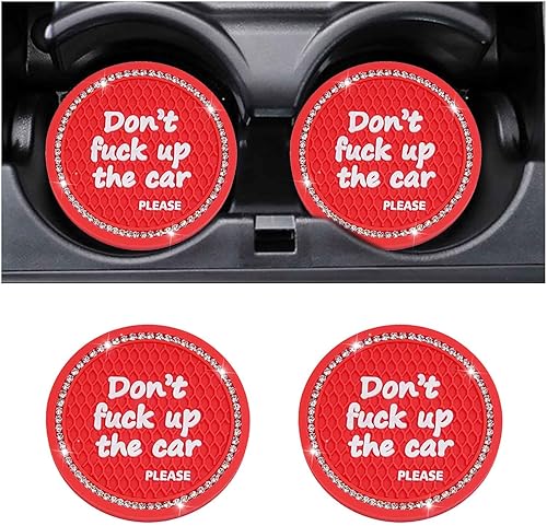 Miniatura 2 de 2 posavasos brillantes para automóvil, 2.75 pulgadas, antideslizantes, con inserción automática, tapete de cristal con diamantes de imitación,