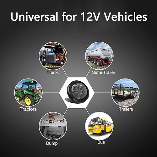 Miniatura 5 de Baceyong Luces de marcador de remolque, 10 luces redondas de remolque ámbar de 2 pulgadas para camiones de caravana, luces de marcador de