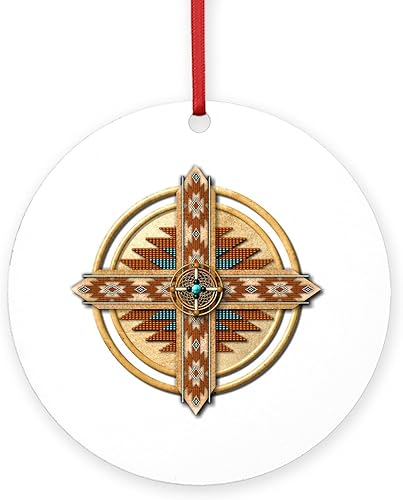 Miniatura 1 de CafePressNativo americano 03Mandala redondo día festivo adorno de Navidad