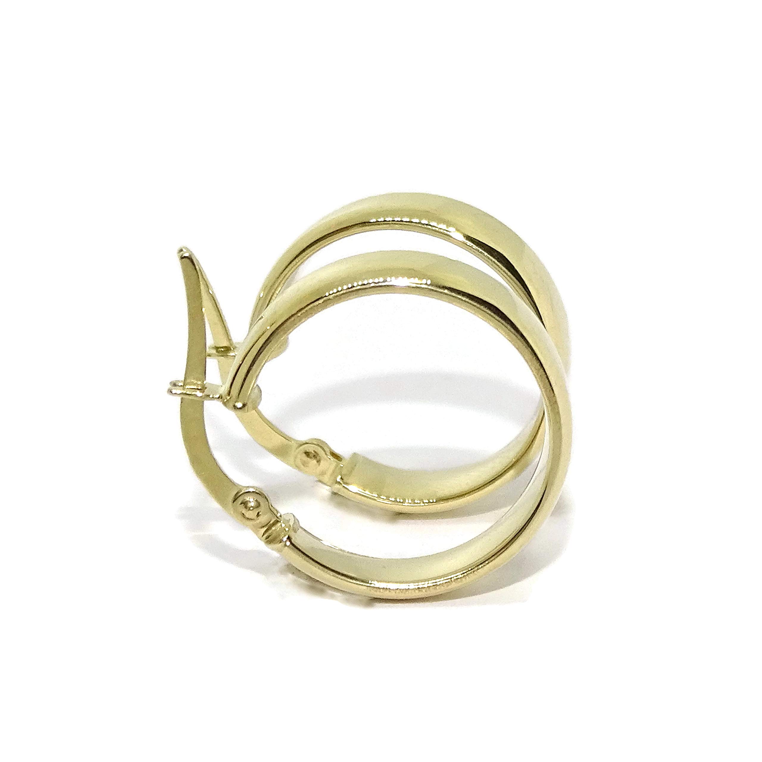 Orecchini a cerchio piccoli, in oro giallo a 18 carati, larghezza 5 mm, diametro esterno 1,9 cm peso 1,90 g, facile chiusura a scatto