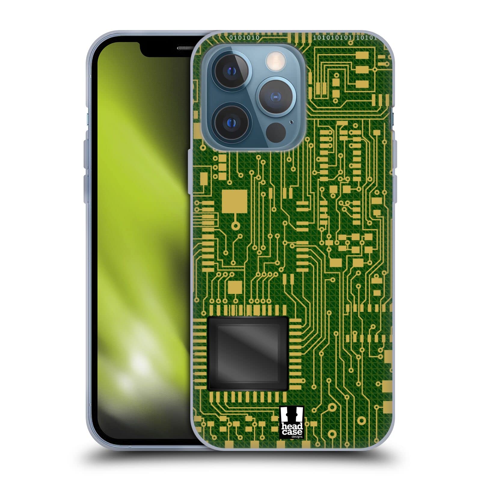Head Case Designs Dark Green Circuit Boards Soft Gel Case Compatible with Apple iPhone 13 Pro