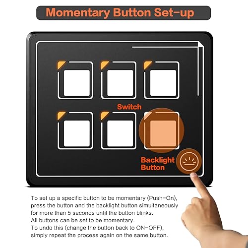 Miniatura 3 de AMOMD Panel de interruptores táctiles de 6 cuadras, panel de membrana LED impermeable, botón momentáneo programable con caja de control eléctrico
