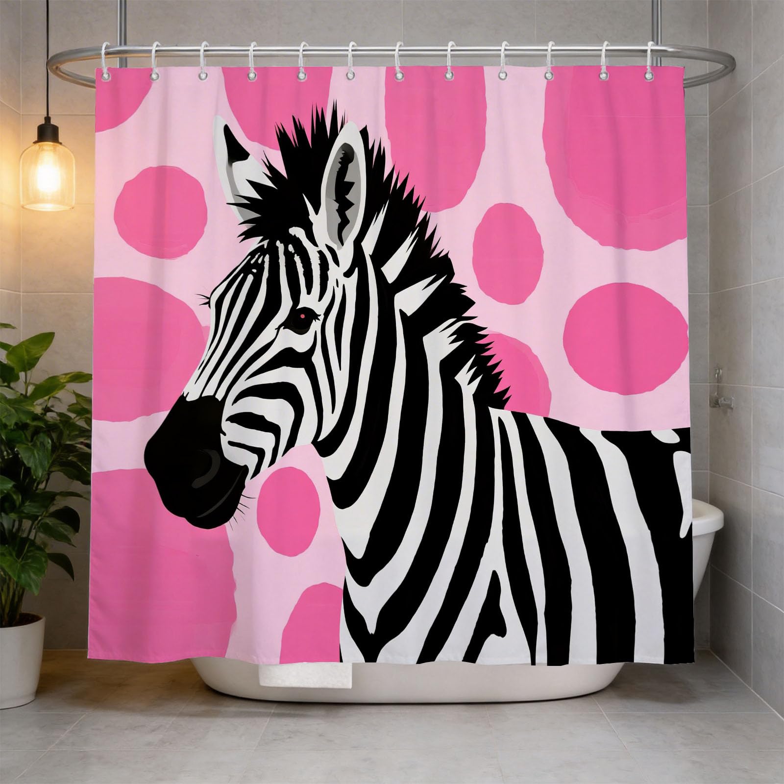 Hongduo 3D Zebra Shower Curtain for Stalls Bathtubs Child Bathroom Decor Shower Curtain Set Polyester Fabric Waterproof 180x200cm/71X79 Inch with Hooks