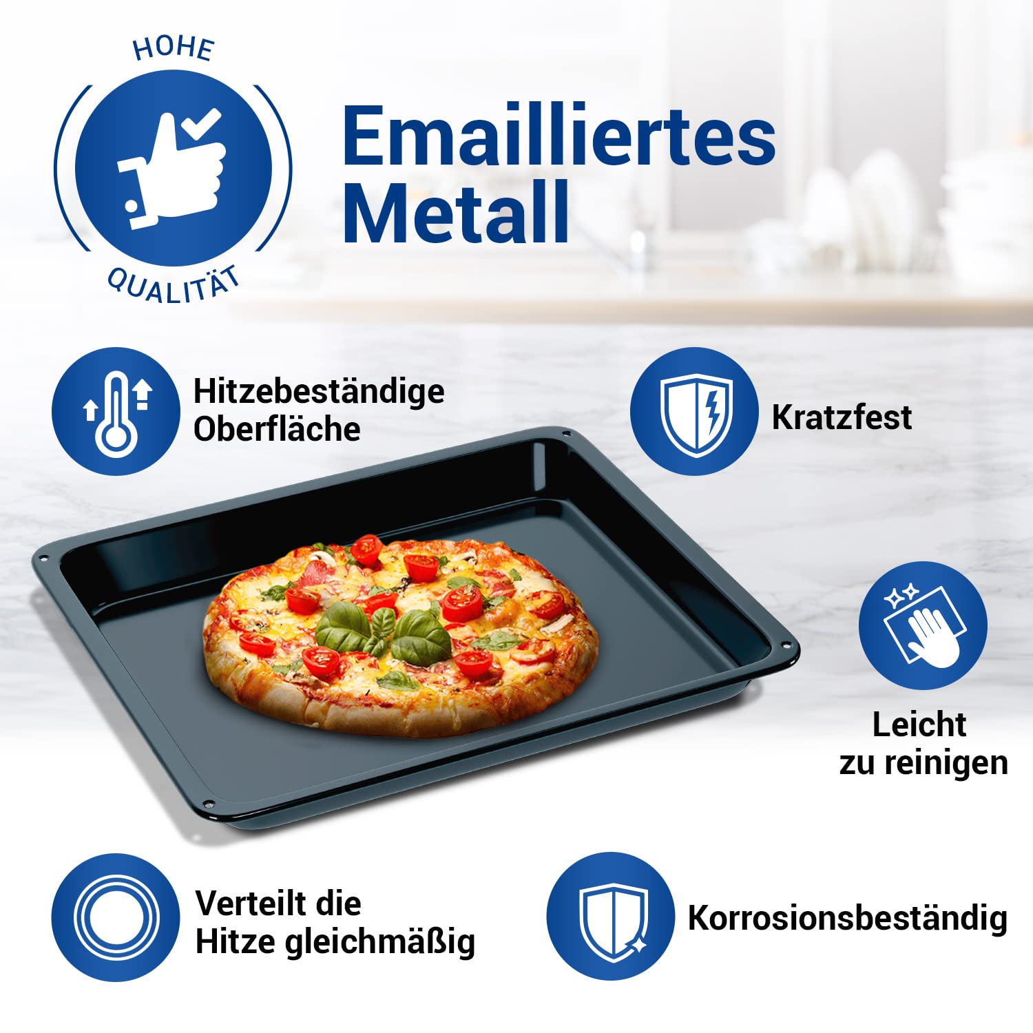 VIOKS Bandeja de horno profunda extensible 466x385x38mm Reemplazo para horno bandeja de horno AEG 14002469802/3 | Bandeja para horno (466 x 385 x 38 mm)