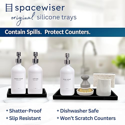 Miniatura 2 de Bandeja de Encimera y Tocador - 2 Piezas (11" y 7") Bandejas de Silicona Irrompibles para Cocina y Baño para Encimera, Bandeja para Dispensador