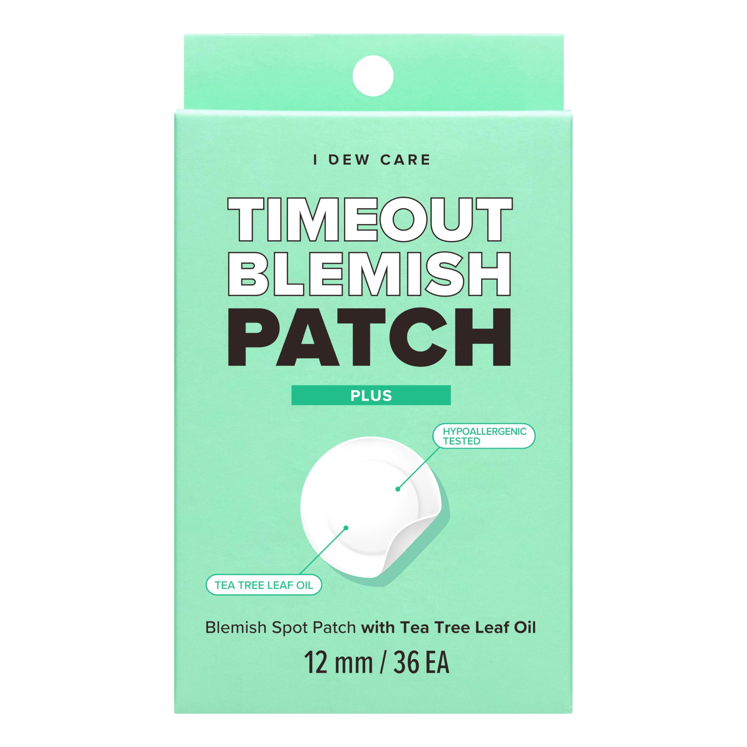 I DEW CARE Hydrocolloid Acne Pimple Patch - Timeout Blemish Plus | Korean zit Dark Spot Patches for face and skin, Pus absorbing with Tea Tree Leaf Oil, Facial Stickers, Large, 36 Count