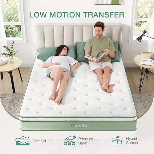 Miniatura 3 de Novilla Colchón híbrido tamaño King de 10 pulgadas, colchón híbrido de firmeza media con espuma segura certificada y resortes interiores envueltos