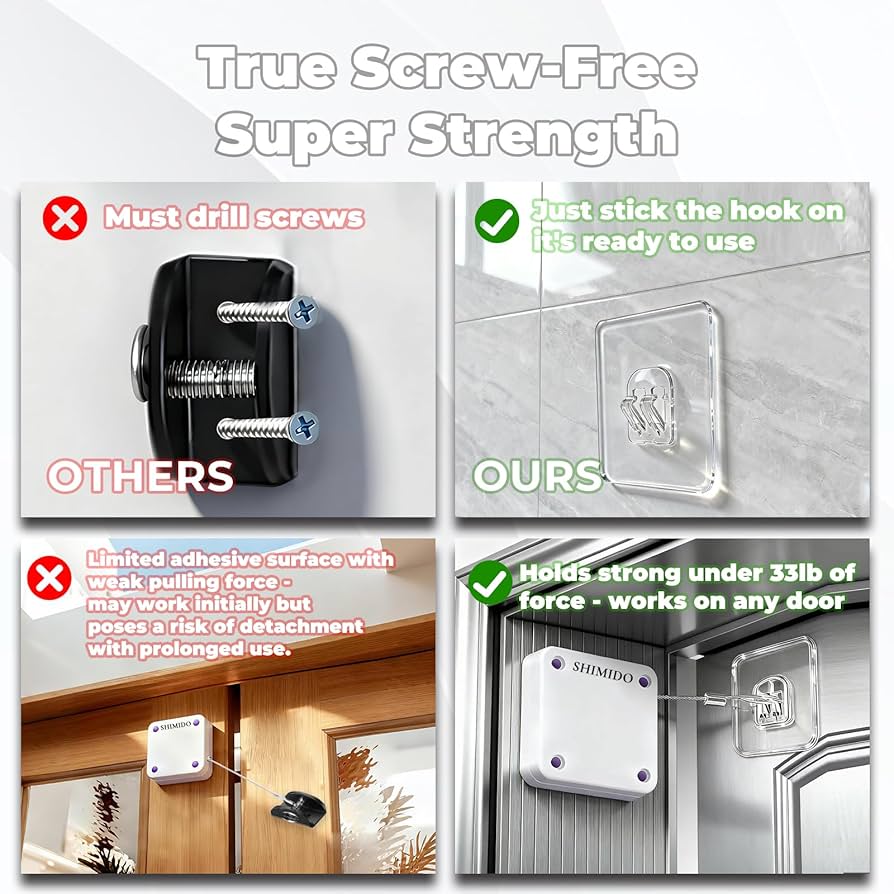 DOOR CLOSER 3ヶセット SHIMIDO Upgraded Punch-Free 1000g Automatic Screen Door