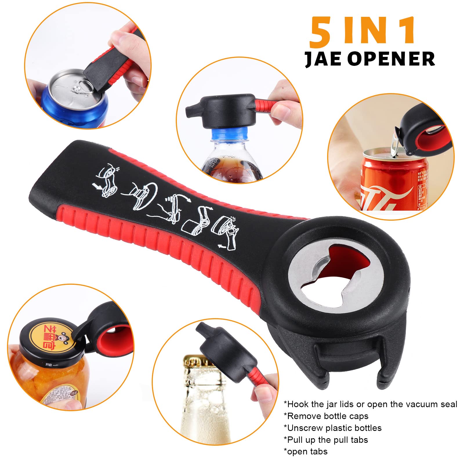 Apribarattoli Multifunzione 4-in-1 5-in-1 Gomma Universale Aprire Birra Conserve 4 Pezzi