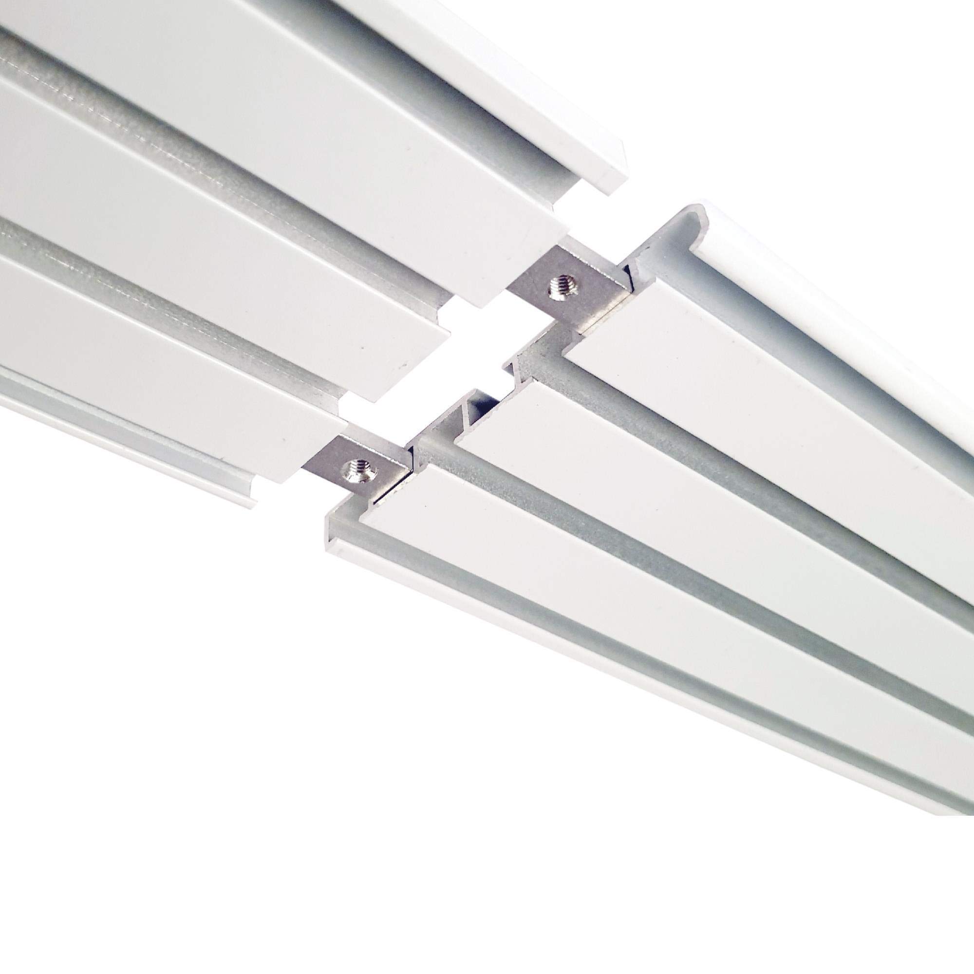 Vorhangschiene Aluminium - Weiß "4 Lauf" 240cm (2x120cm) - Flache Gardinenschiene (7mm) - inkl. Vorhanggleiter