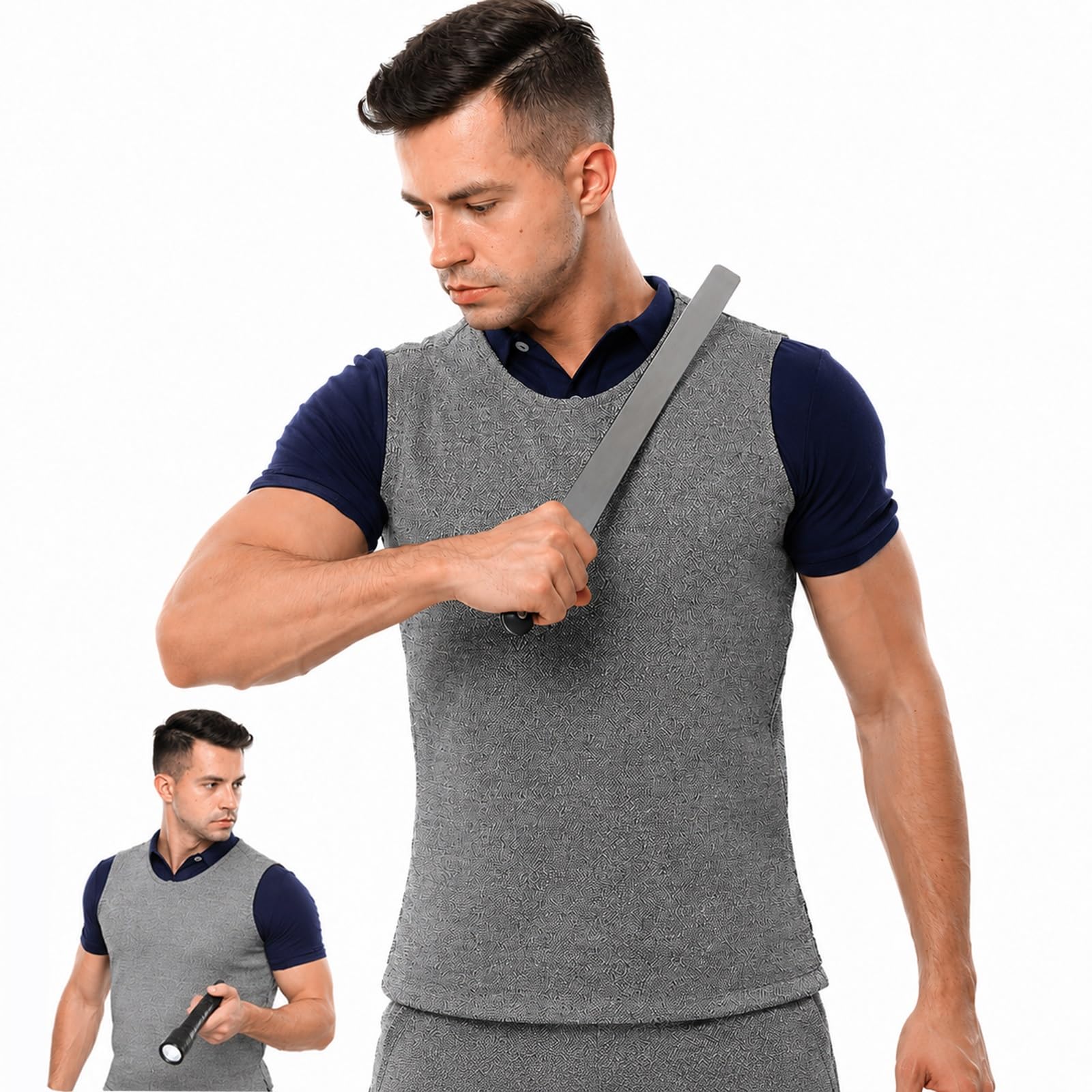 Level 5 Schutzweste Anti Schnitt Arbeitskleidung für Sicherheitspersonal | Schnittfestes T Shirt Hochfestes PE Material Verdeckte Persönliche Schutzausrüstung für Herren Komfortabel(XL)