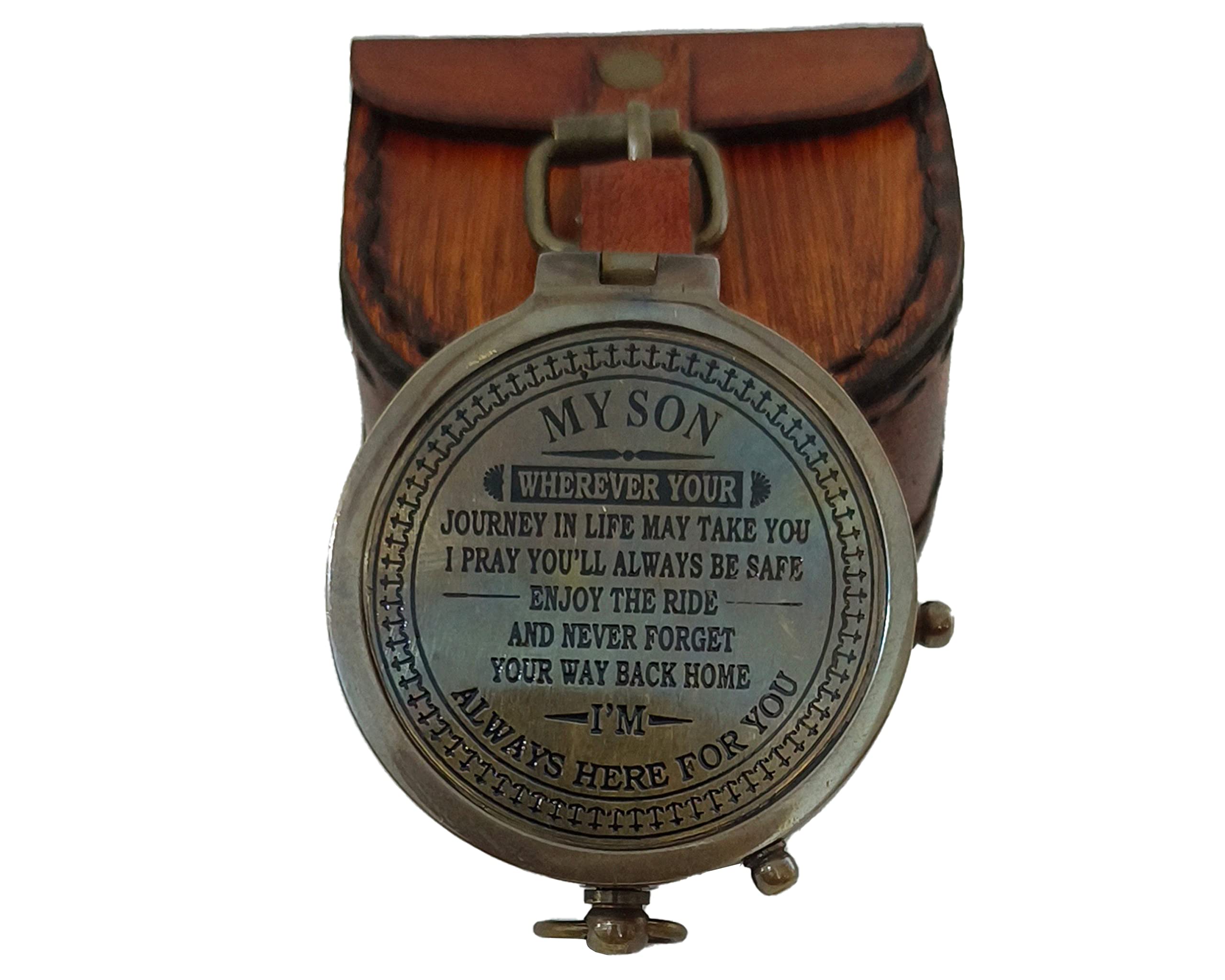 2 Inch Brass Compass Pocket Compass with Leather Case Antique Nautical Camping Survival Boat Compass for Hiking Trekking Hunting Navigation Outdoor Travelling Directional Compass