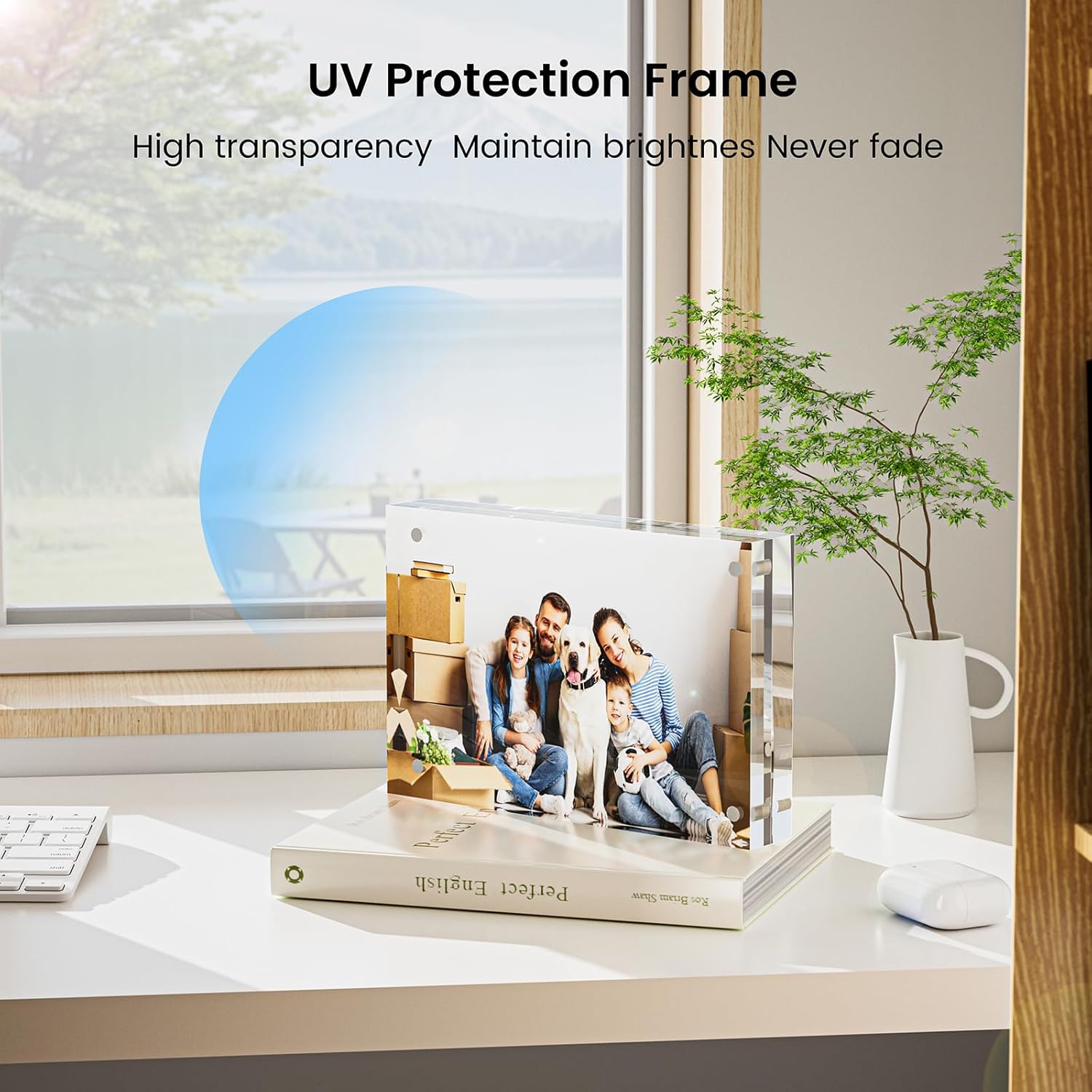 3 Pack Acrylic Picture Frames 4x6, 20%thicker Free Standing Desktop Display,Strong Magnetic Photo Frame, Double Sided Clear Picture Frames , Frameless Standing Desktop Frame for Home, Office, Gift Ready - Image 5