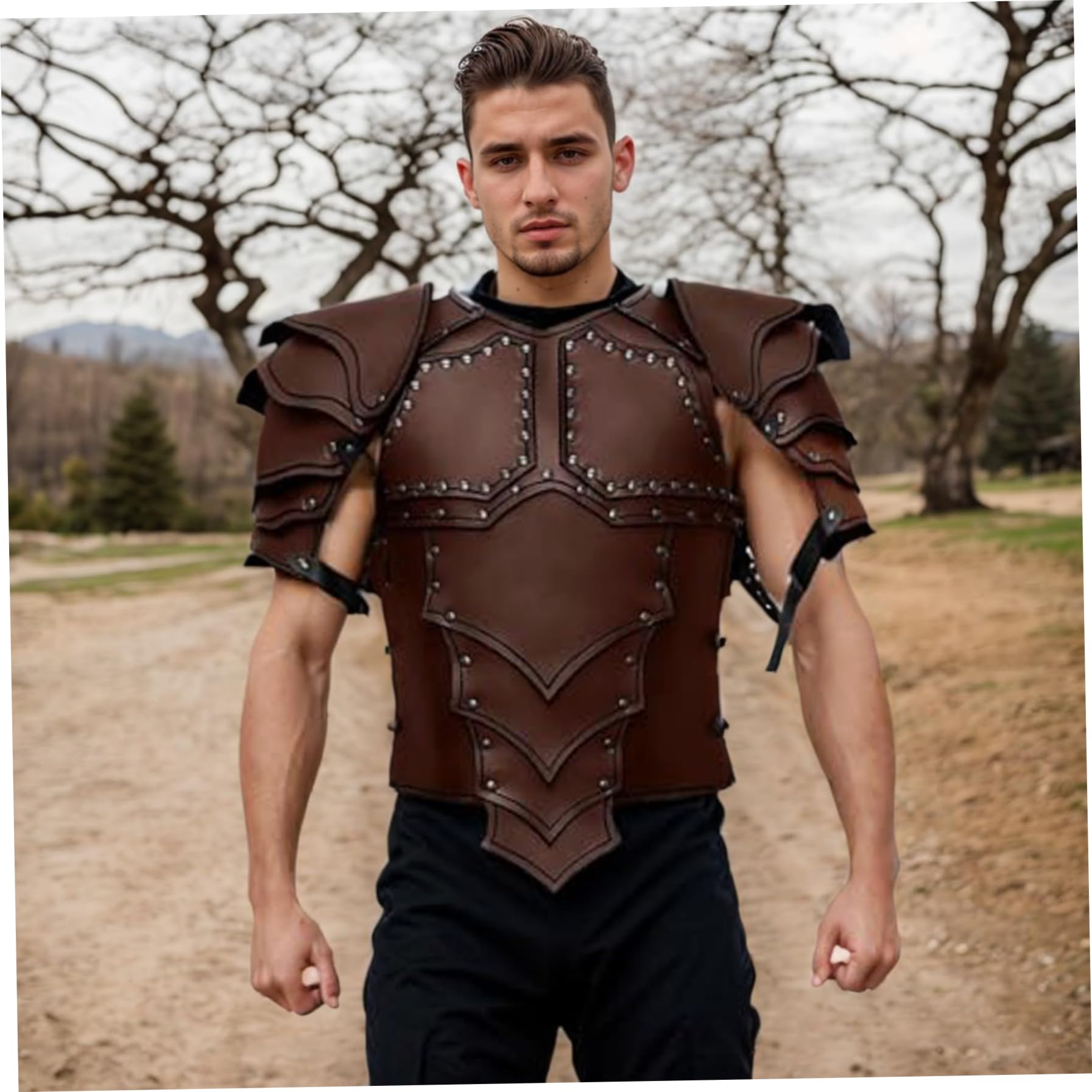 Armure de Coffre en Faux Cuir Médiéval, Armure de Gilet Réglable, Rétro Mercenaire Archer Chevalier, Accessoires pour Activités de Fête à Thème