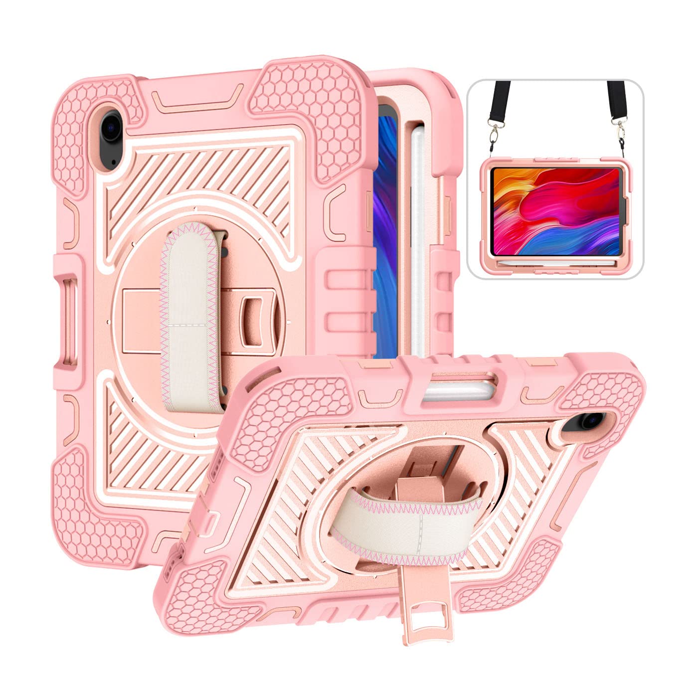 Housse iPad mini 2021 antichoc rose doré avec support de table - 8