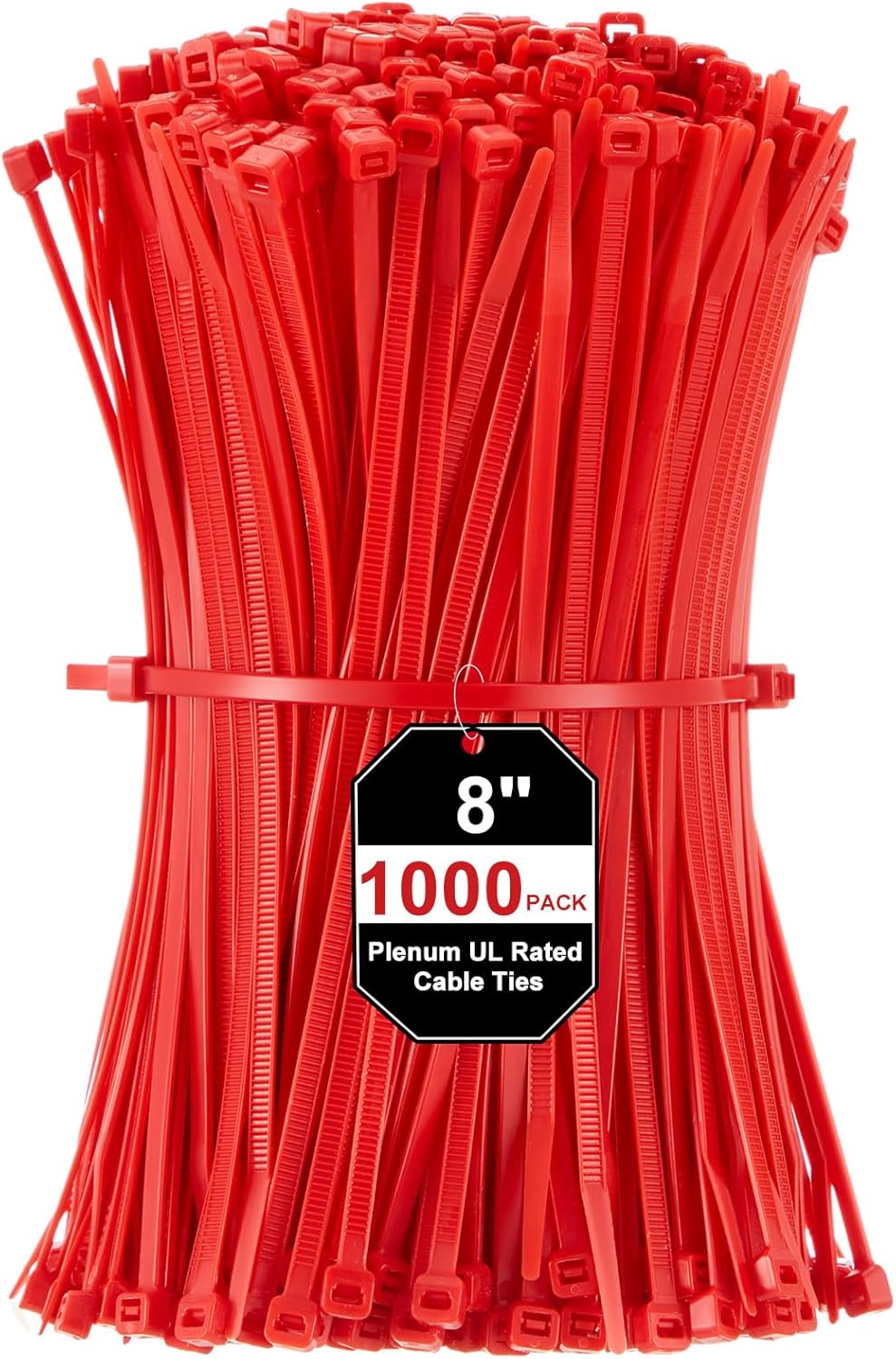 SATINIOR 1000 Pack 8" Red Plenum UL Rated Cable Ties Bulk Wire Zip Ties with 50 lb Tensile Strength for Premium for HVAC & Commercial Air-Handling Use Industry Aviation Data Center