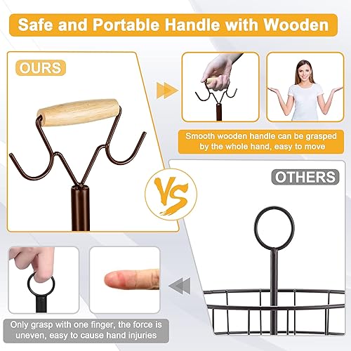 Miniatura 2 de ETECHMART Cesta de frutas, almacenamiento para encimera de verduras con colgador de plátanos, pan desmontable, soporte para cestas de aperitivos,