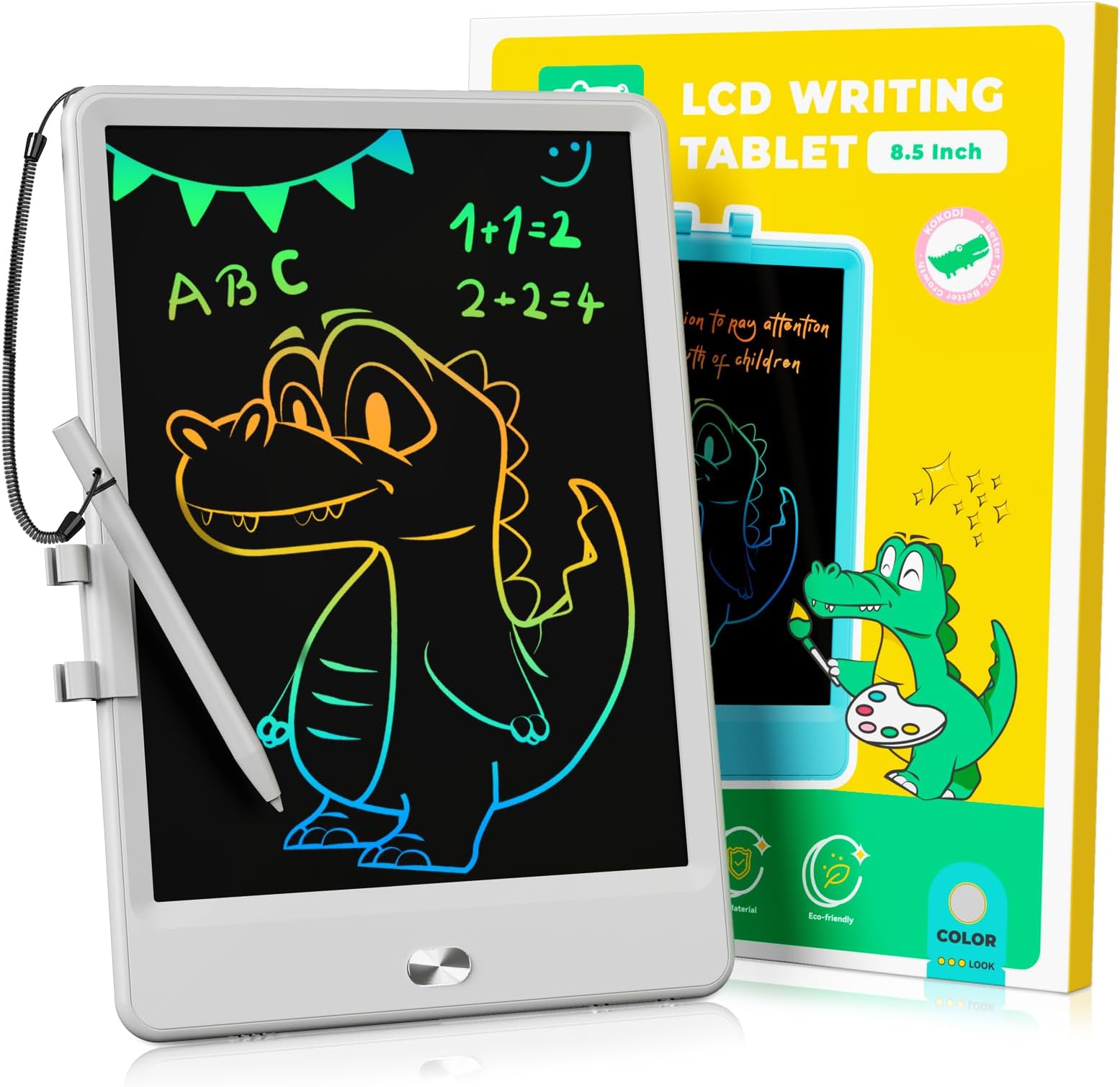 KOKODI 8.5-Inch LCD Writing Tablet - Colorful Doodle Board and Electronic Drawing Pad for Kids - Educational Toy Gift for 3-7 Year Old Boys and Girls