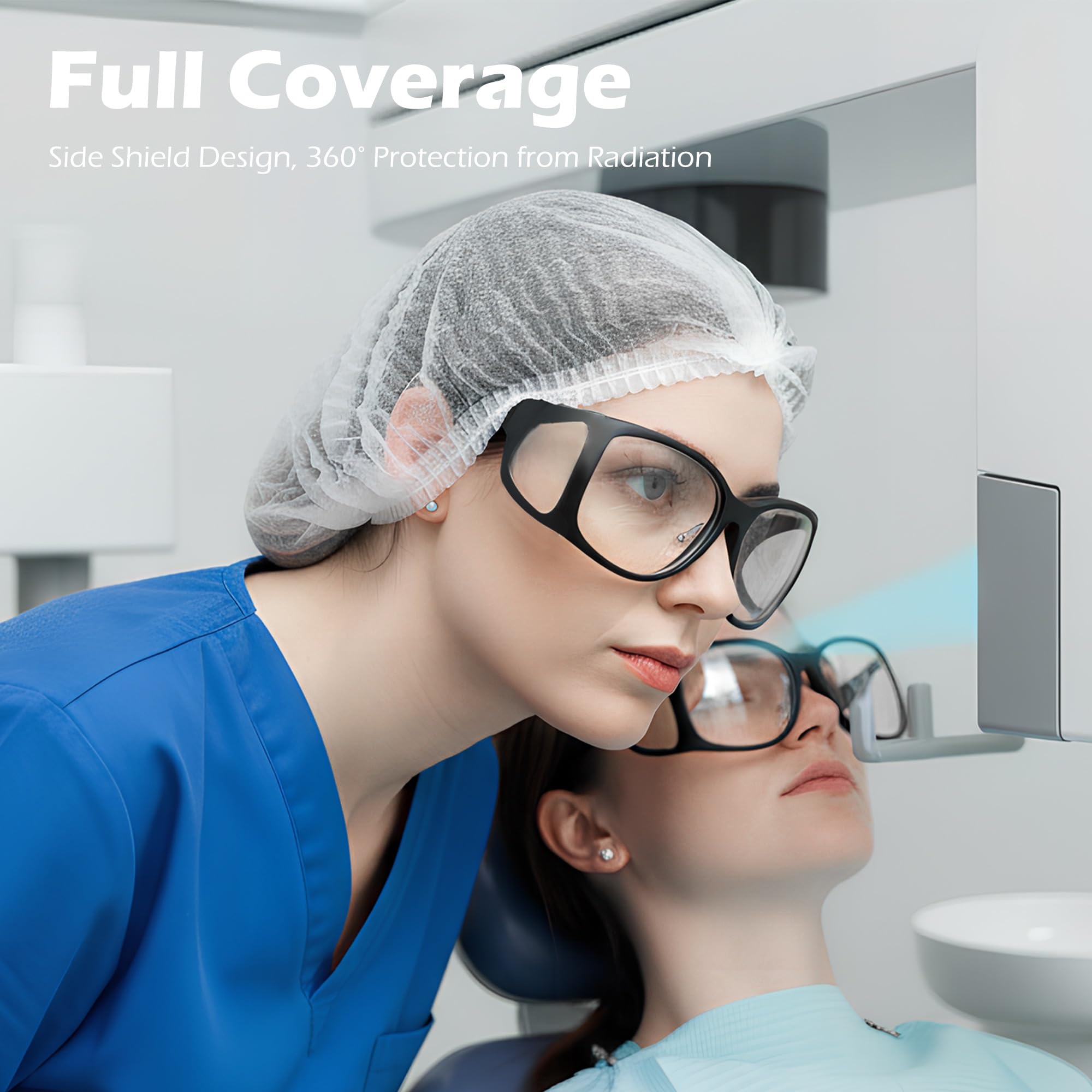 Gafas de protección de plomo de rayos X de 0,75 mmpb, gafas de seguridad ocular con protectores laterales, gafas de asistente dental de laboratorio con estuche de almacenamiento, paño de limpieza