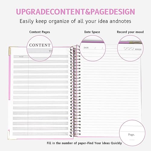 Miniatura 2 de Yoment Cuaderno de espiral de tapa dura de 7 x 10 pulgadas con contenido, contactos, cuadernos de rayas universitarias para trabajo escolar,