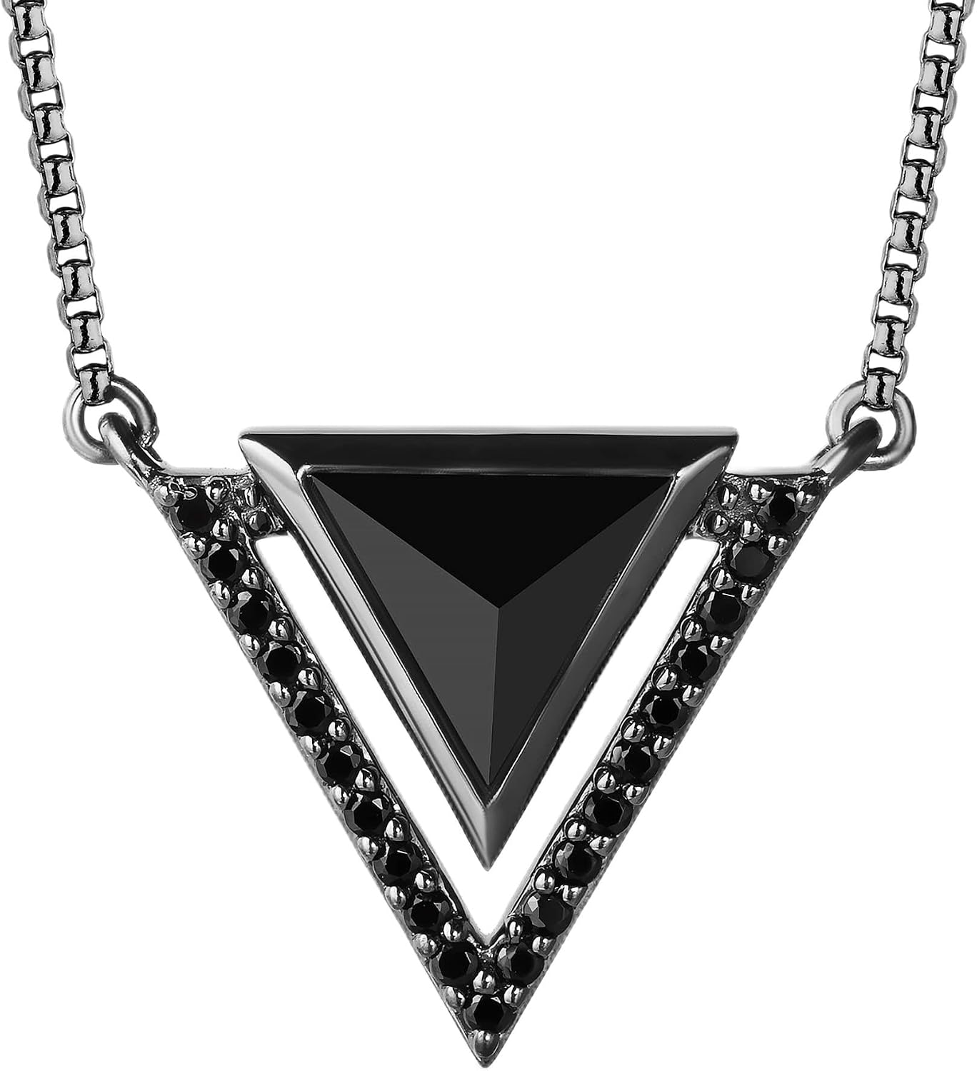 Jewelili Star Wars™ Fine Jewelry Dark Armor Women's Necklace 1/6 Ct.Tw. Black Diamonds and Onyx Silver with Black Rhodium