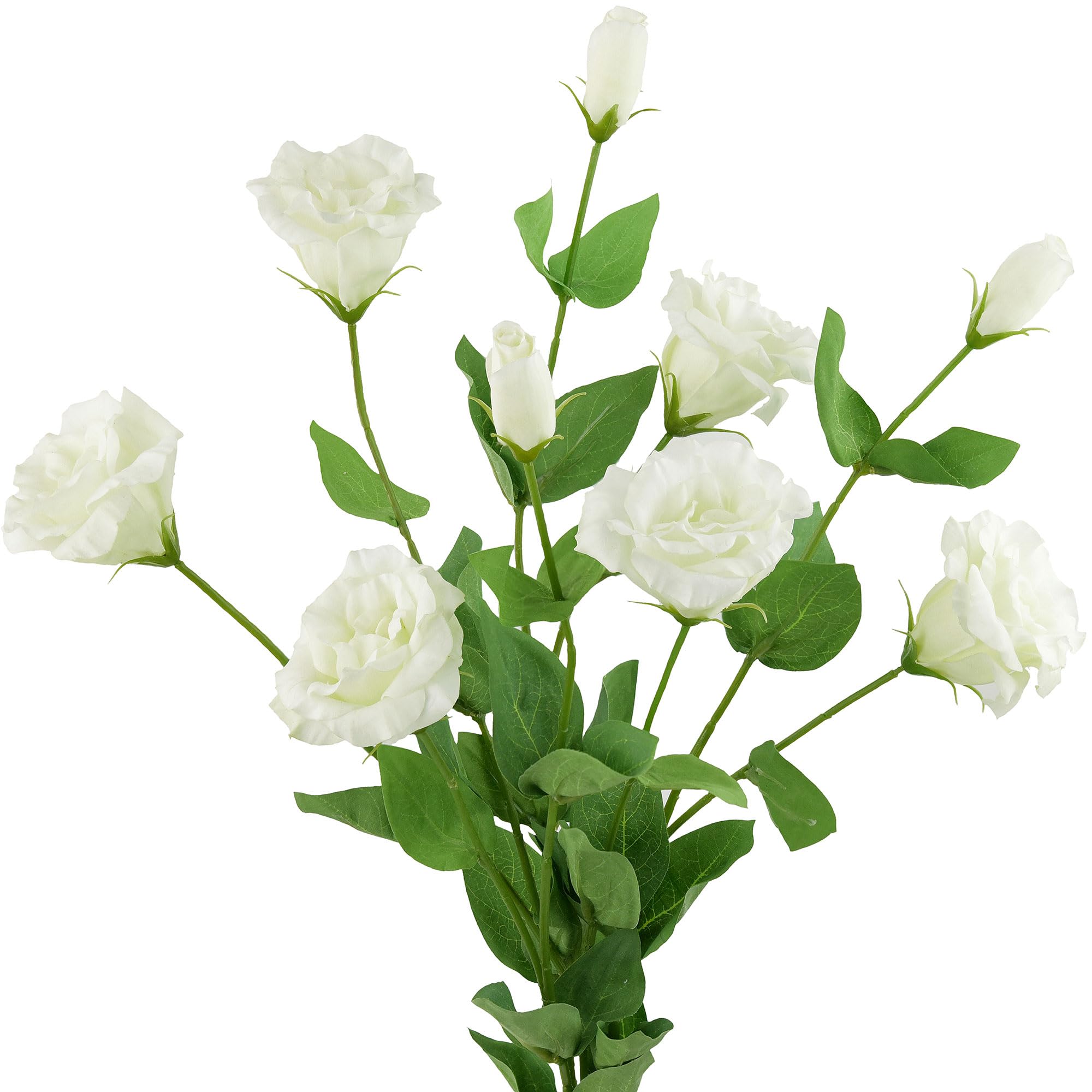 Fiveseasonstuff White Lisianthus 58Cm 3 Stems Real Touch White Lisianthus Floral Artificial Flowers Tall Long Stems 58Cm 3 Stems (White Lisianthus 58Cm 3 Stems)