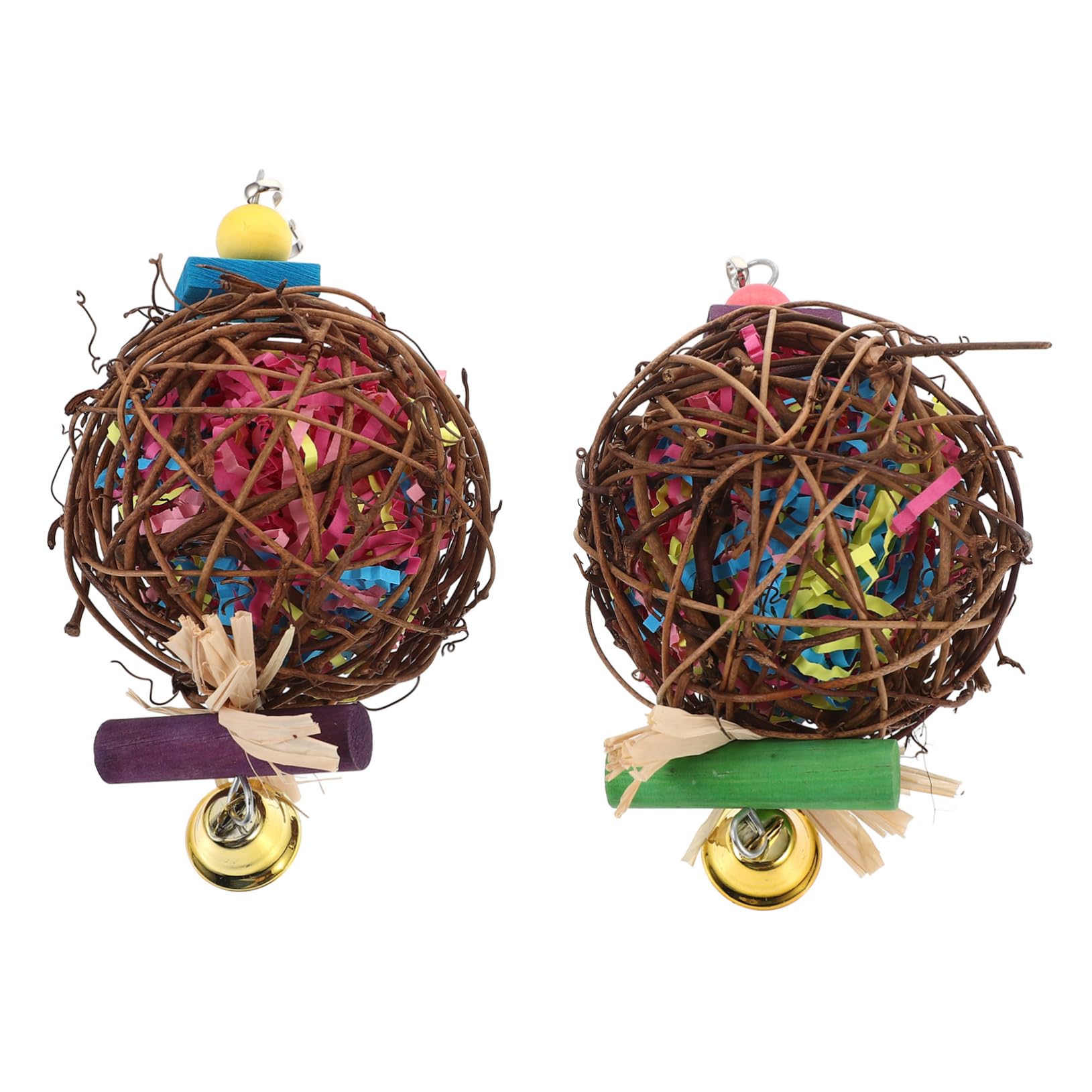 BESPORTBLE 6 Pièces Jouet Balle Perroquet Takraw Jouet De Nourriture à Mâcher Perroquet Oiseau s Perroquet Cage à Oiseaux Fibres Végétales Papier Soie D'