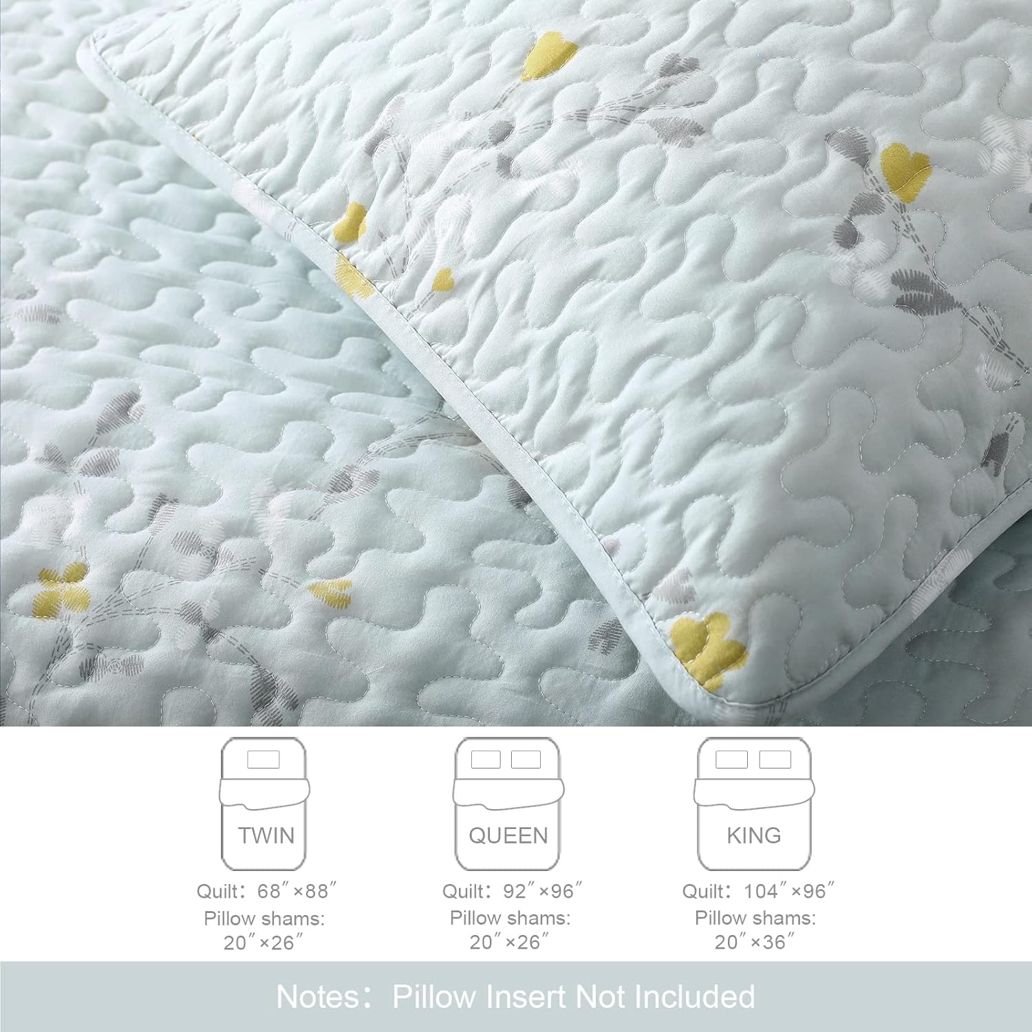 Exclusivo Mezcla Reversible Boho Quilts King Size, Aqua Bedspreads Lightweight Coverlet All Season Flowers Quilt Bedding Set with Printed Floral Pattern (1 Quilt, 2 Pillow Shams) - Image 6