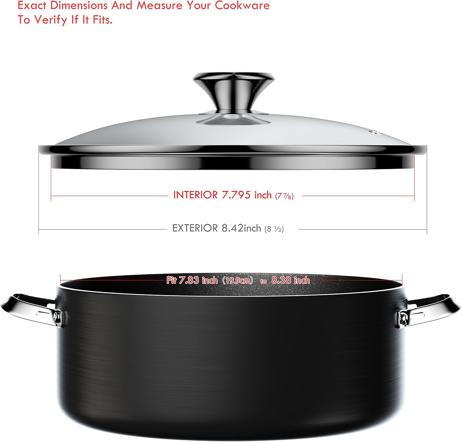 Cook N Home 02592 Tempered Glass Lid for Pan, 8-inch/20cm, Clear : Everything Else