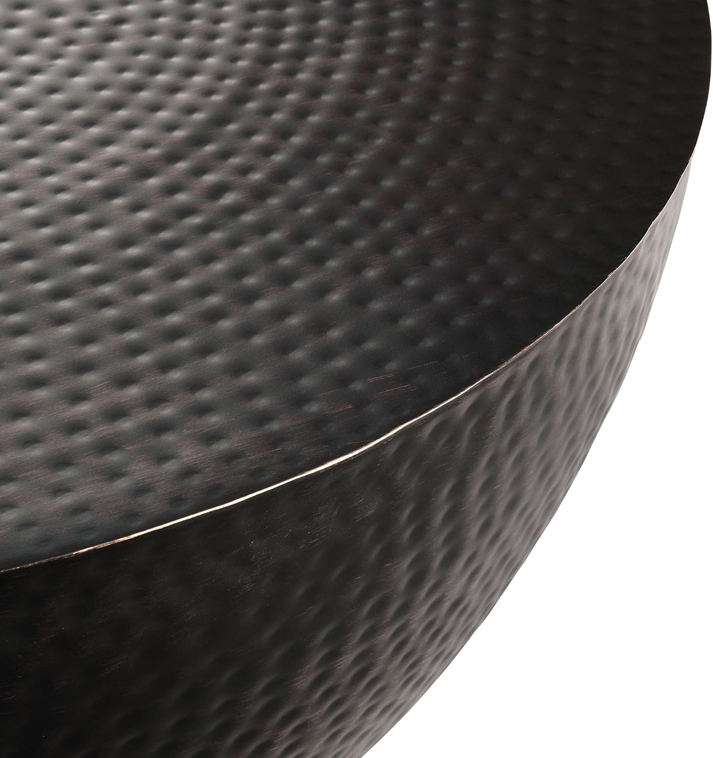 Modway Mella Metal Hammered 32 Inch Coffee Table in Black – Modern Living Room Drum Center Coffee Table