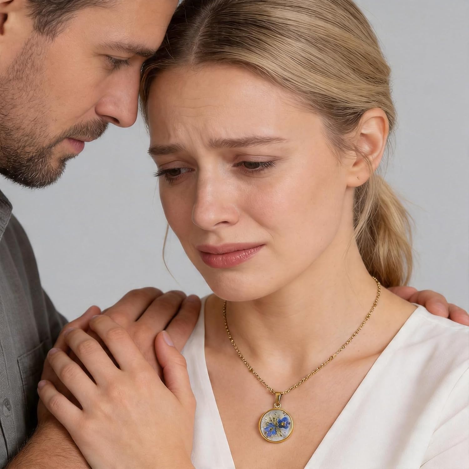 Forget Me Not Necklace - Stainless Steel Preserved Flower Jewelry Miscarriage Necklaces with Letter Paper and Kraft Paper Envelope for Women Mom Mother Grandma Wife Friends