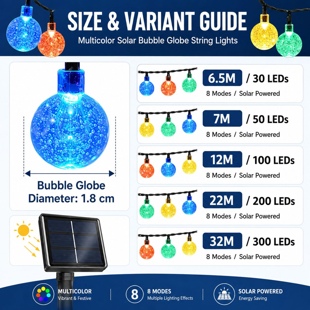 Hiseng Catena Luminosa Esterna Solare, Luci Solari Esterno da Giardino a Bolle, Lampade Solari Impermeabili per Campeggio, Terrazzo, Balcone (Arancione Viola,32M)