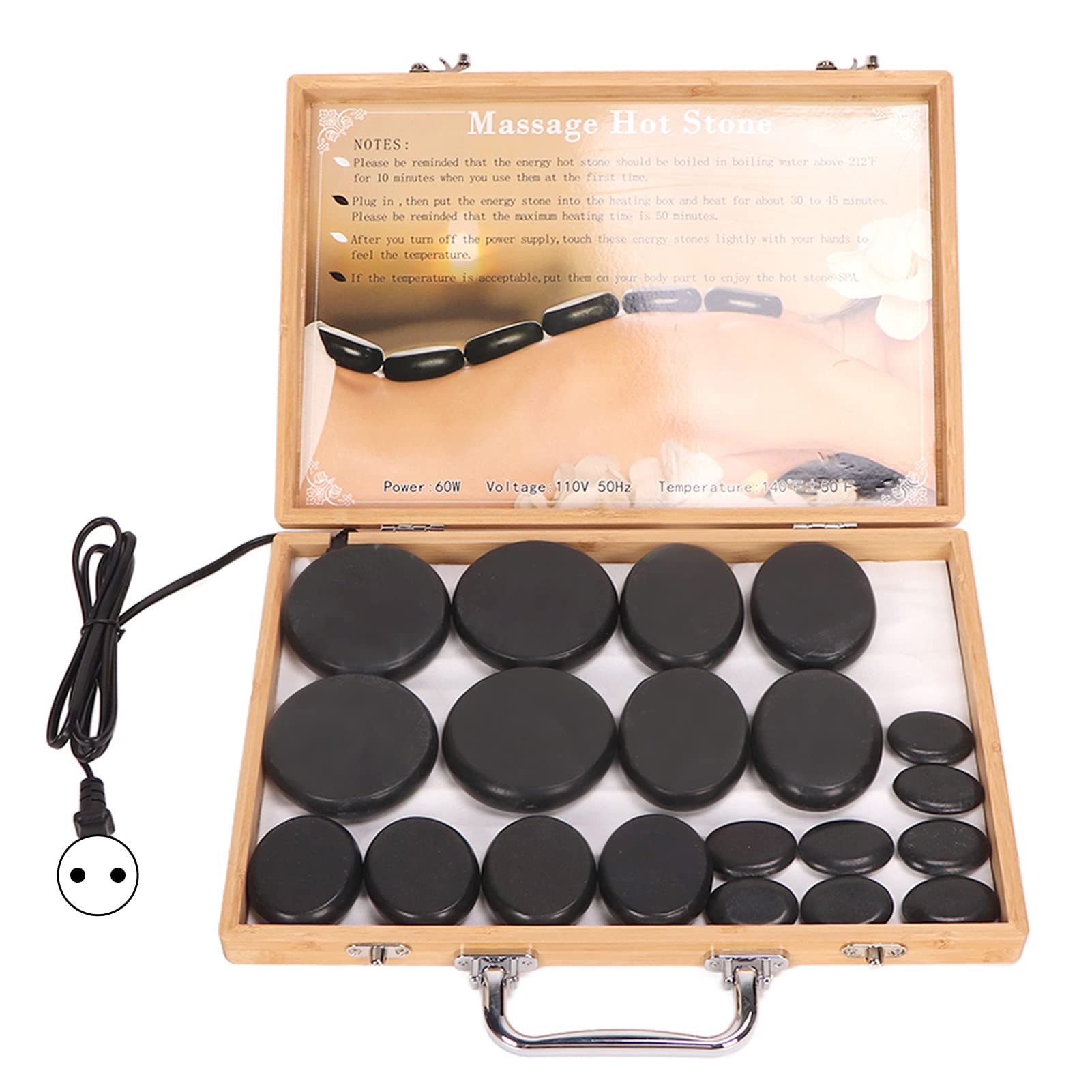Piedras de Masaje ,Calentamiento sin Agua Calentamiento Rápido Esmaltado 20 PCS Kit de Masaje de Piedras Calientes para Tienda de Masajes para Atletas(#2)