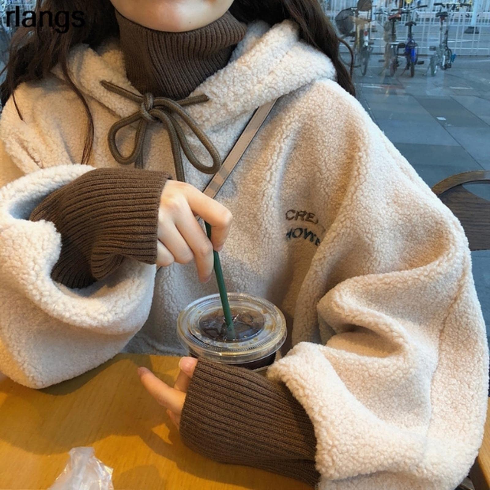 Autumn And Winter Clothing 2021 New Lamb Jacket Girls Junior High School Students Korean Version Loose Plus Velvet Thick Coat