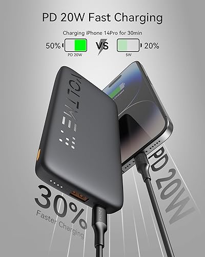 Miniatura 3 de VOLTME Cargador portátil, delgado 10000mAh 5V3A, cargador de batería de carga USB C de alta velocidad, Travel Essentials de doble salida compatible