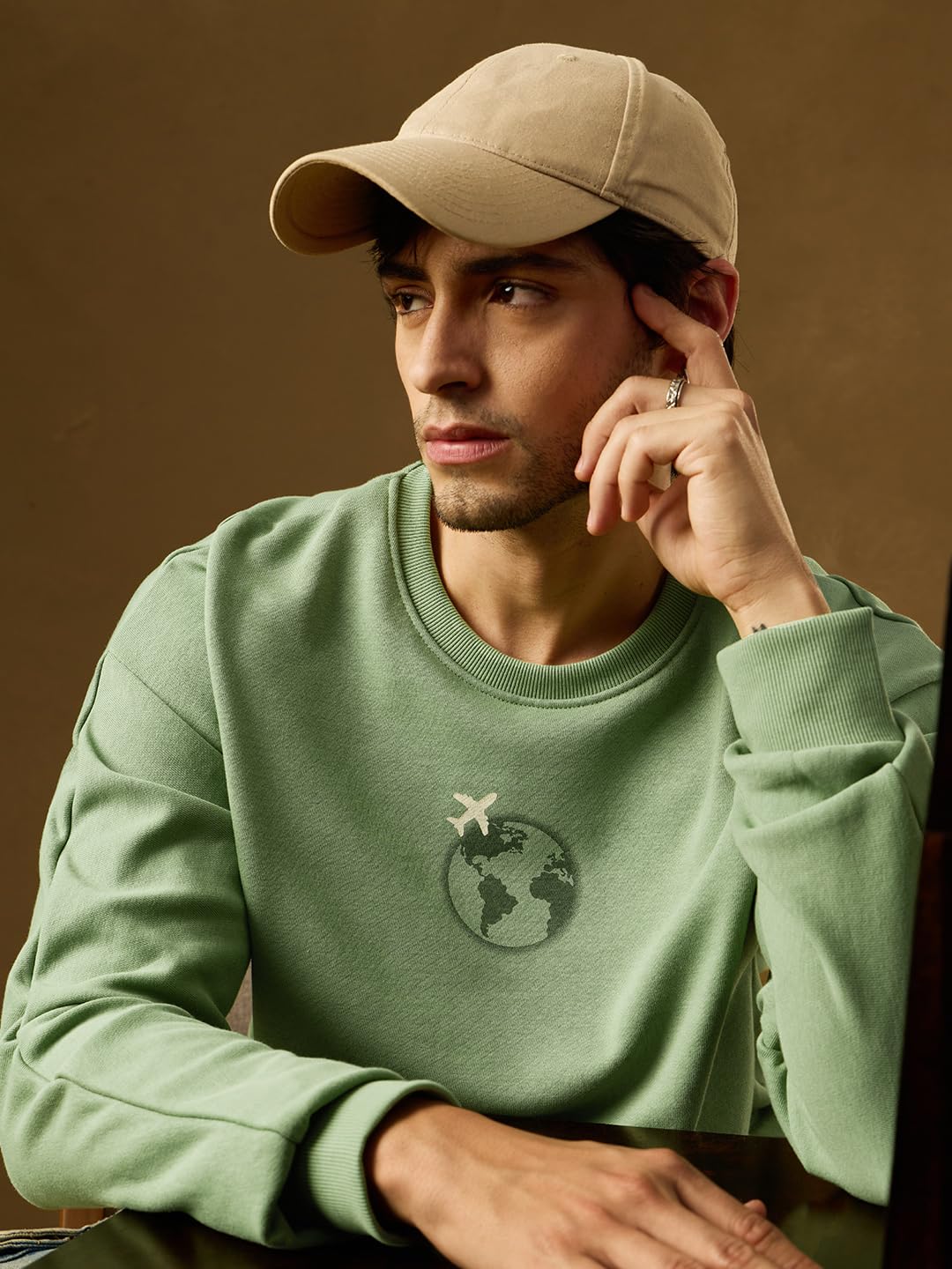 The Souled Store Globetrotter męska i chłopięca bluza z długim rękawem i okrągłym dekoltem z mieszanki bawełny