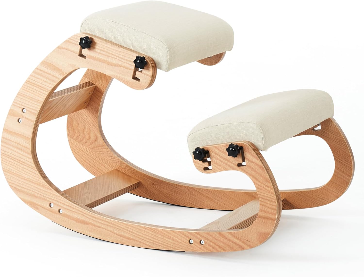 Ergonomic Kneeling Chair, Adjustable Rocking Office Chair Wooden Knee Chair Posture Chair for Home Office Back Pain Relief, Black