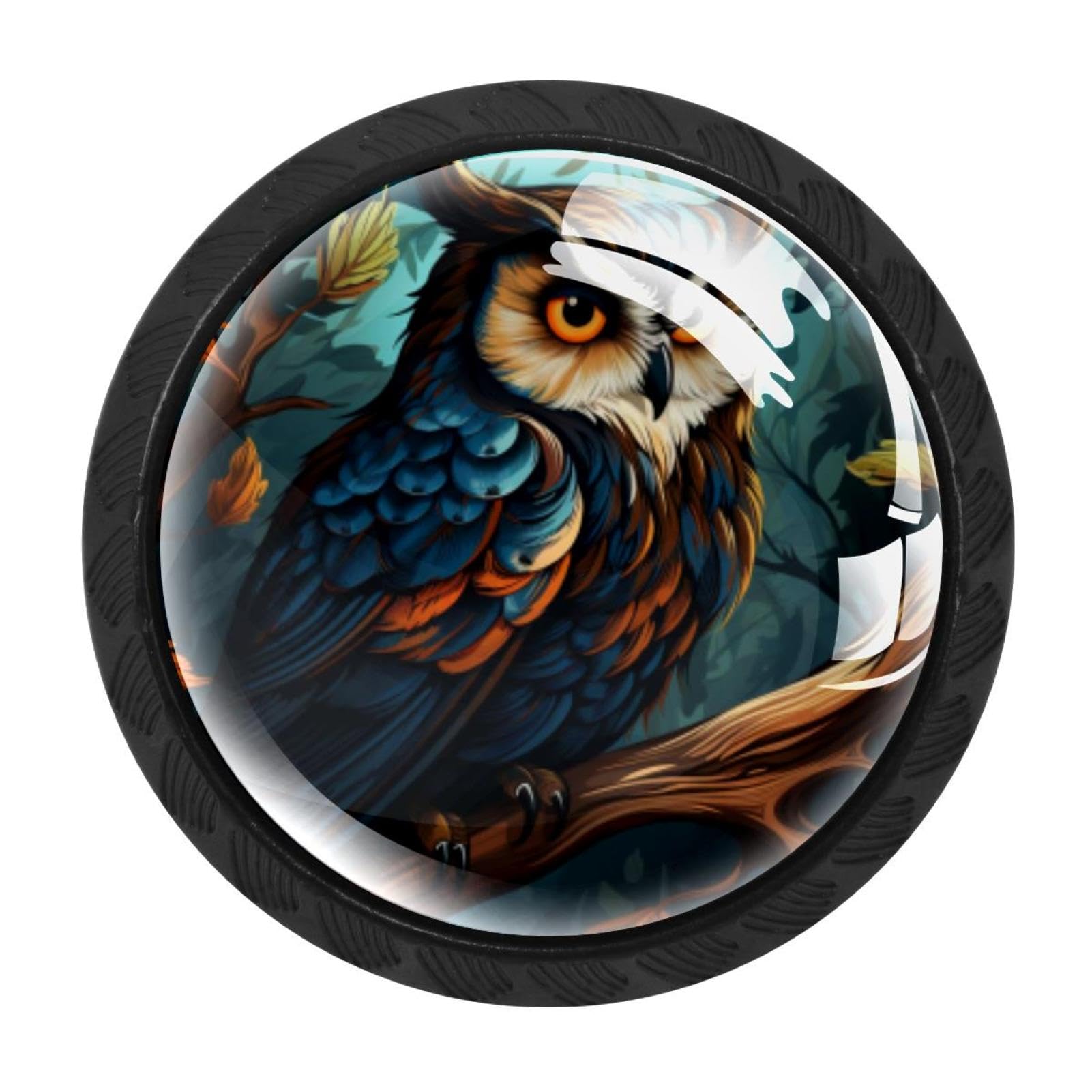 CHENZZZZ 4 PCS Owl Crystal Glass Cabinet Knob Drawer Pull Handle for Kitchen Cupboard Dresser Wardrobe etc