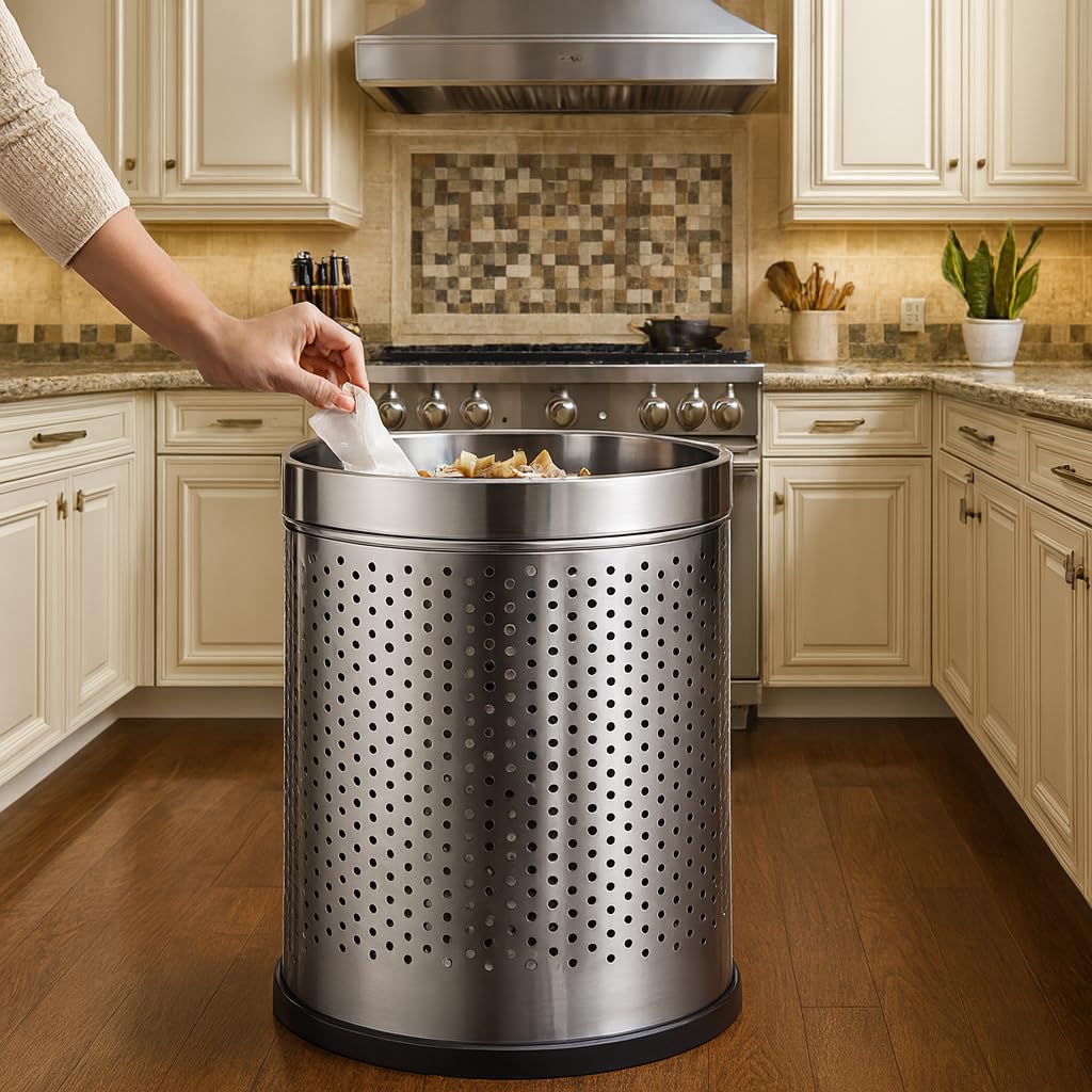 Perforated Open Bin Stainless Steel Dustbin (8''X13'' 10 LITRE)
