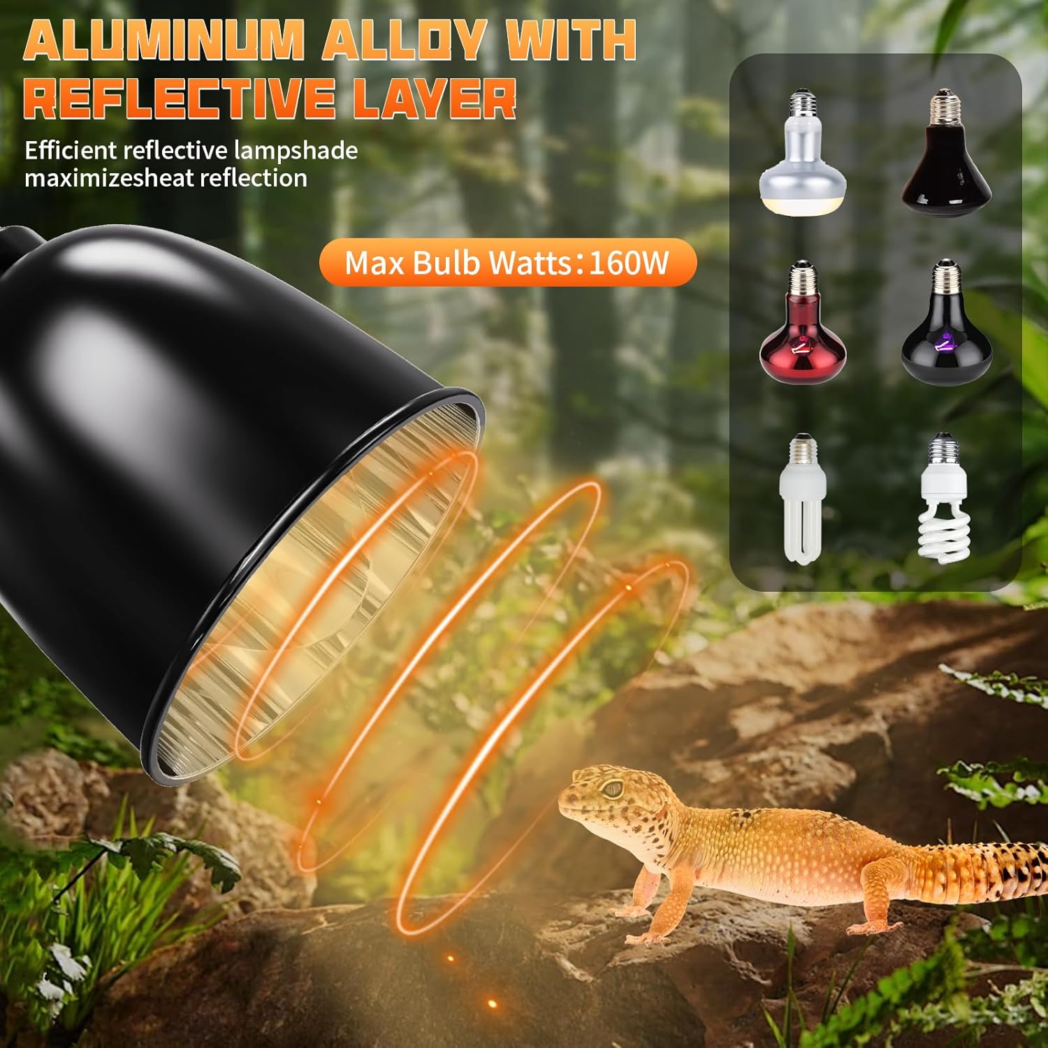 Reptile Lamp Fixture LUCKY HERP Aluminum Dome Heat Light