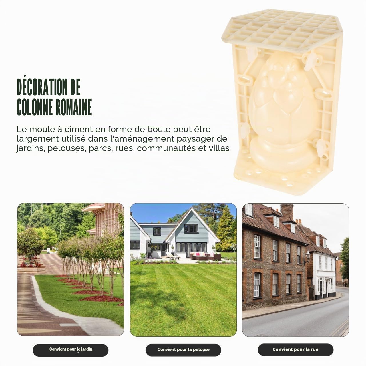 Housoutil Moule à Béton Soi-même pour Colonne Romaine Beige en Plastique Surface Lisse, Structure Simple, pour Villas et Parcs Couleur Aléatoire
