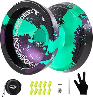 WATIEOBOO Yoyo Professional Responsive Yoyo for Beginners, Unresponsive Yo yo for Adults Beginner Friendly Fingerspin Trick Pro Yoyos with Yo-yo Accessories (Black Green Purple)