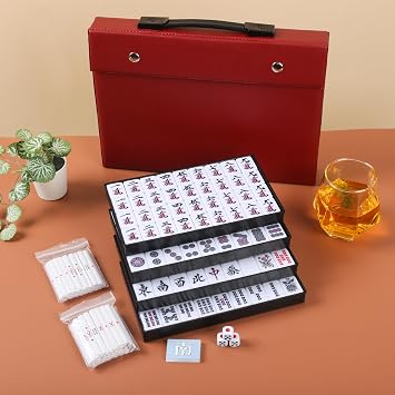 Japanese Riichi Mahjong Set, White and Yellow Tiles