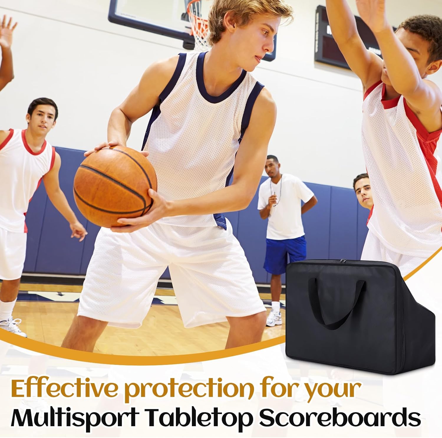 Suzile 24" x 16" x 10" Portable Electronic Basketball Scoreboard Bag Tabletop Digital with Remote Inner Umpire Bag Compatible with SK2229R or SK999 Multisport Tabletop Scoreboards