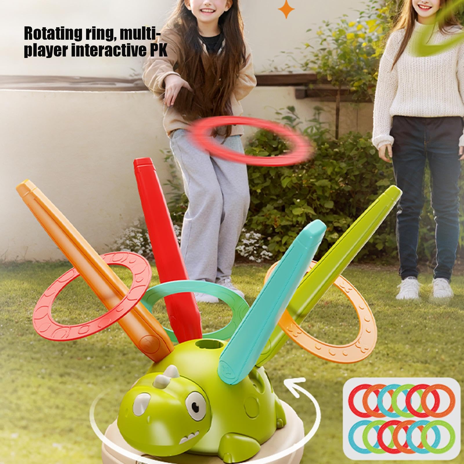 Generico 3 e 1 Giocattoli di Salto Musicali | interattivo con lanciarazzi e | anello di lancio |Giocattoli notturni per il lancio dells'anello da giardino con telecomando | Giochi puzzle musicali con sal