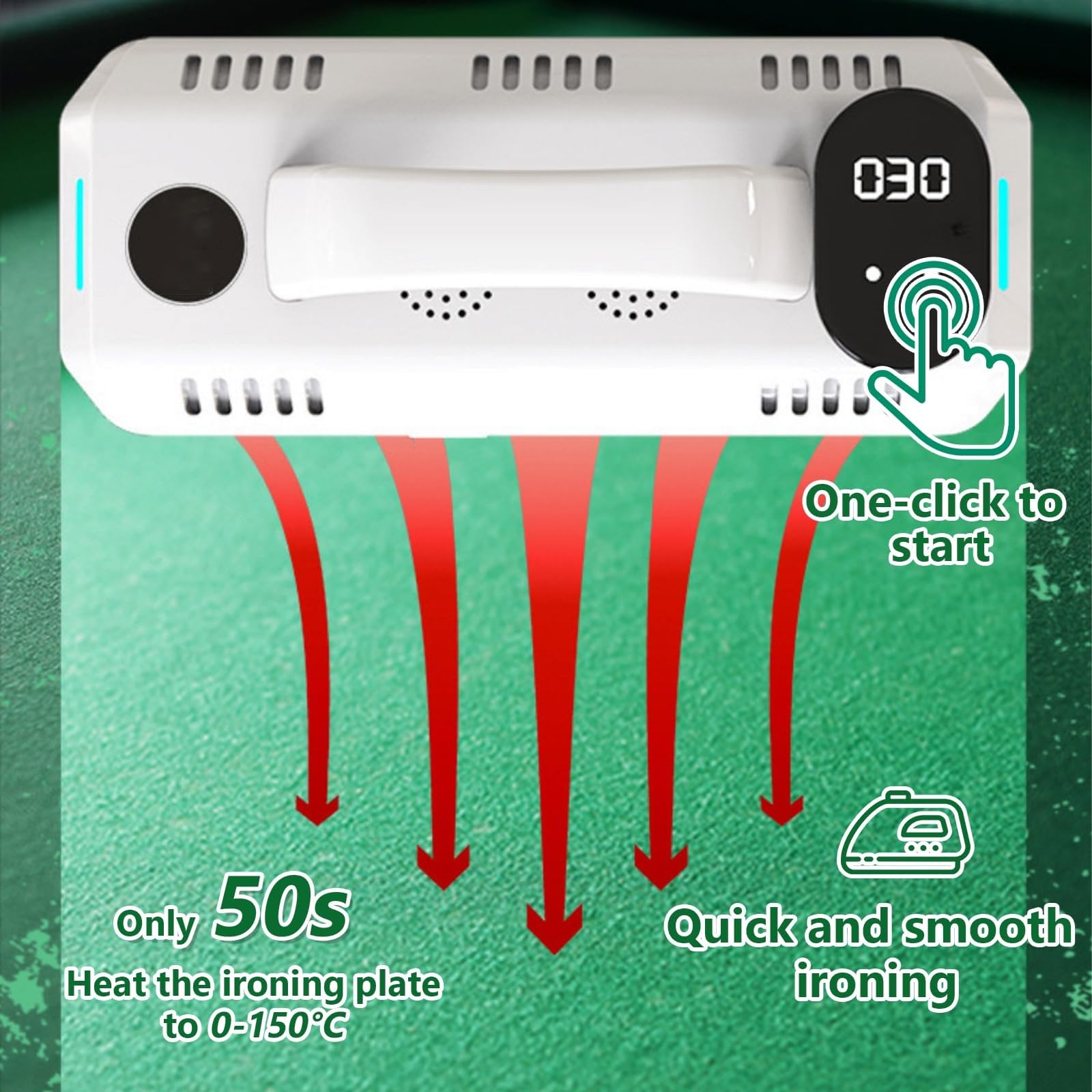 Générique Fer À Repasser Thermostatique Intelligent pour Tapis De Billard - Fer Portable pour Tables De Snooker Et De Pool avec Écran Tactile LED - Chauffage Rapide en 50 Secondes (0-150℃)