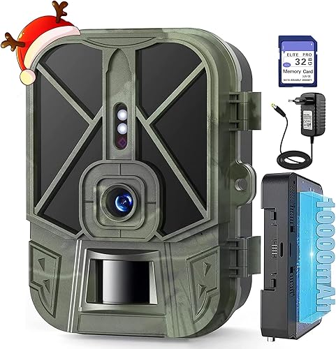 Cámara de senderismo 4K 50MP, batería de litio recargable de 10000 mAh incorporada, cámara de juego sin visión nocturna brillante, activada por